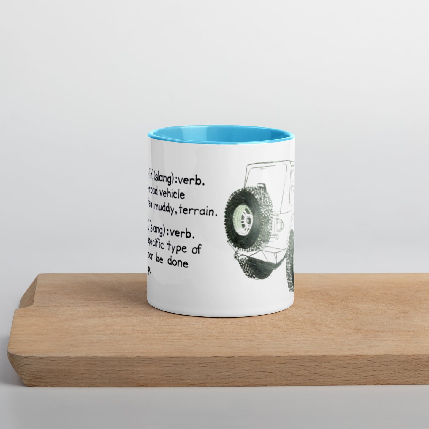 Mug with Color Inside Wheelin' and jeep'n