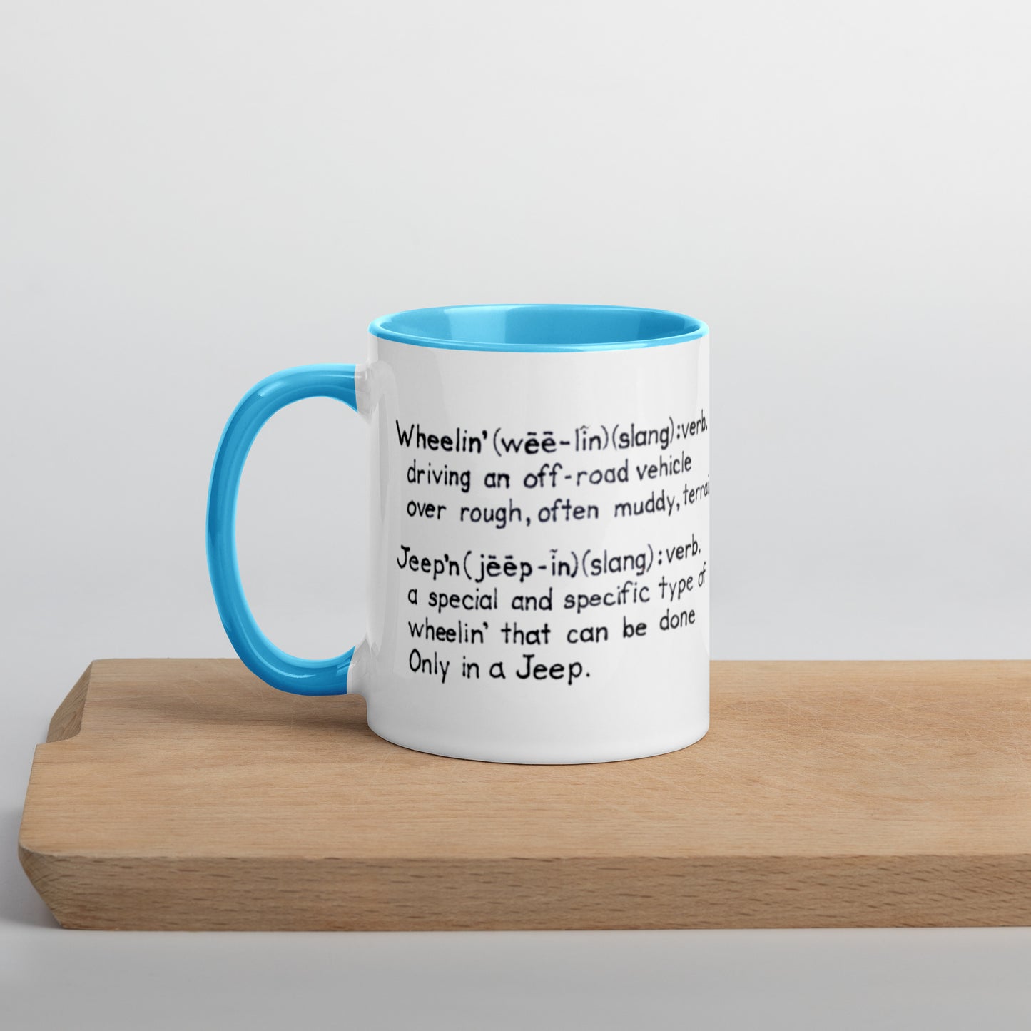 Mug with Color Inside Wheelin' and jeep'n