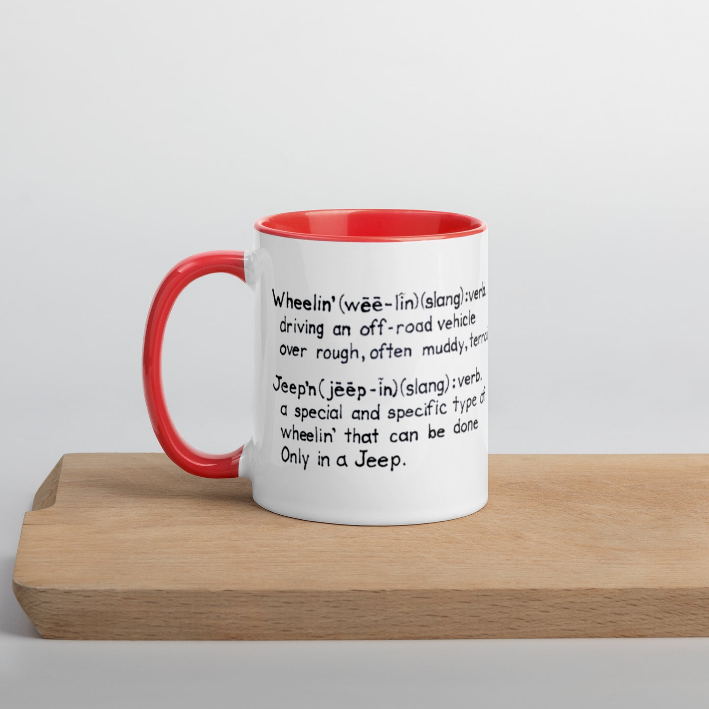 Mug with Color Inside Wheelin' and jeep'n