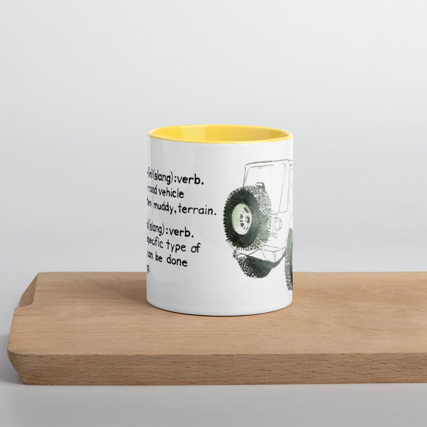 Mug with Color Inside Wheelin' and jeep'n