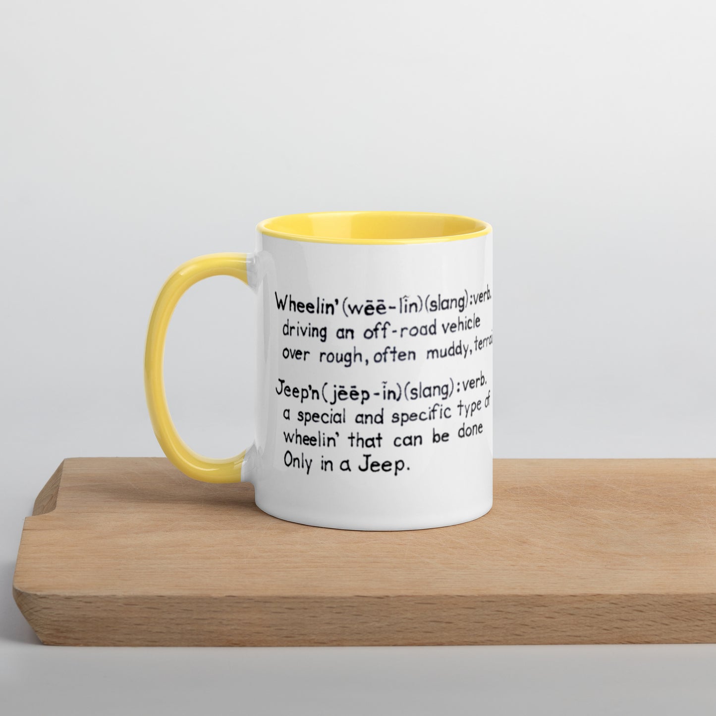 Mug with Color Inside Wheelin' and jeep'n