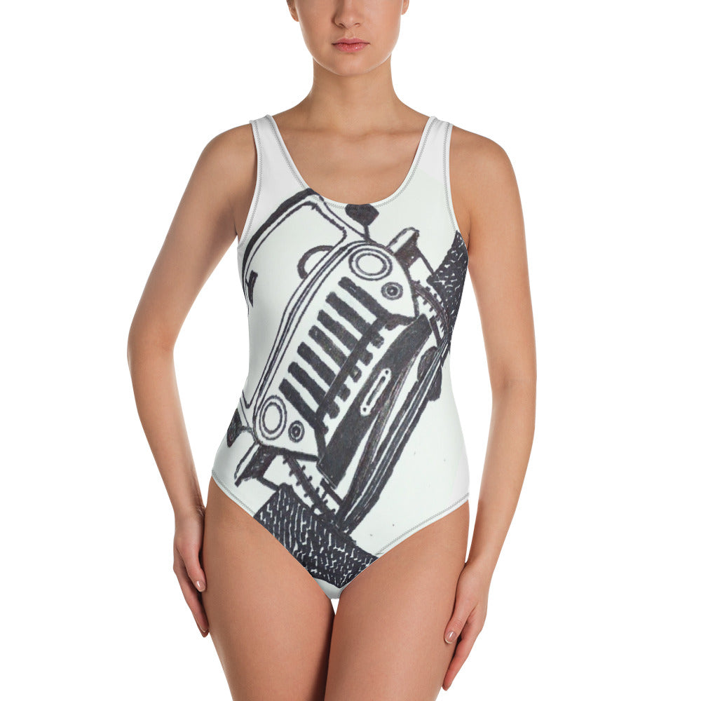 One-Piece Swimsuit slant grille