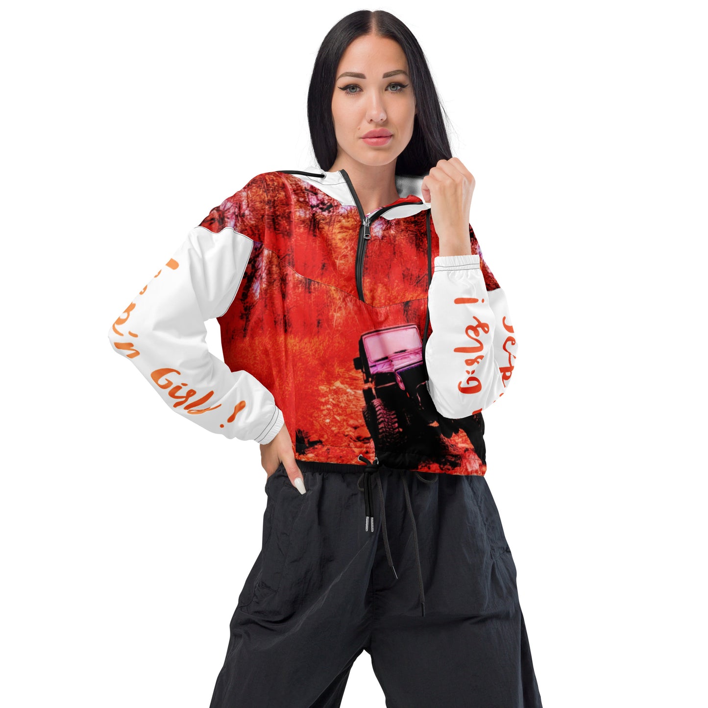 Women’s cropped windbreaker on fire