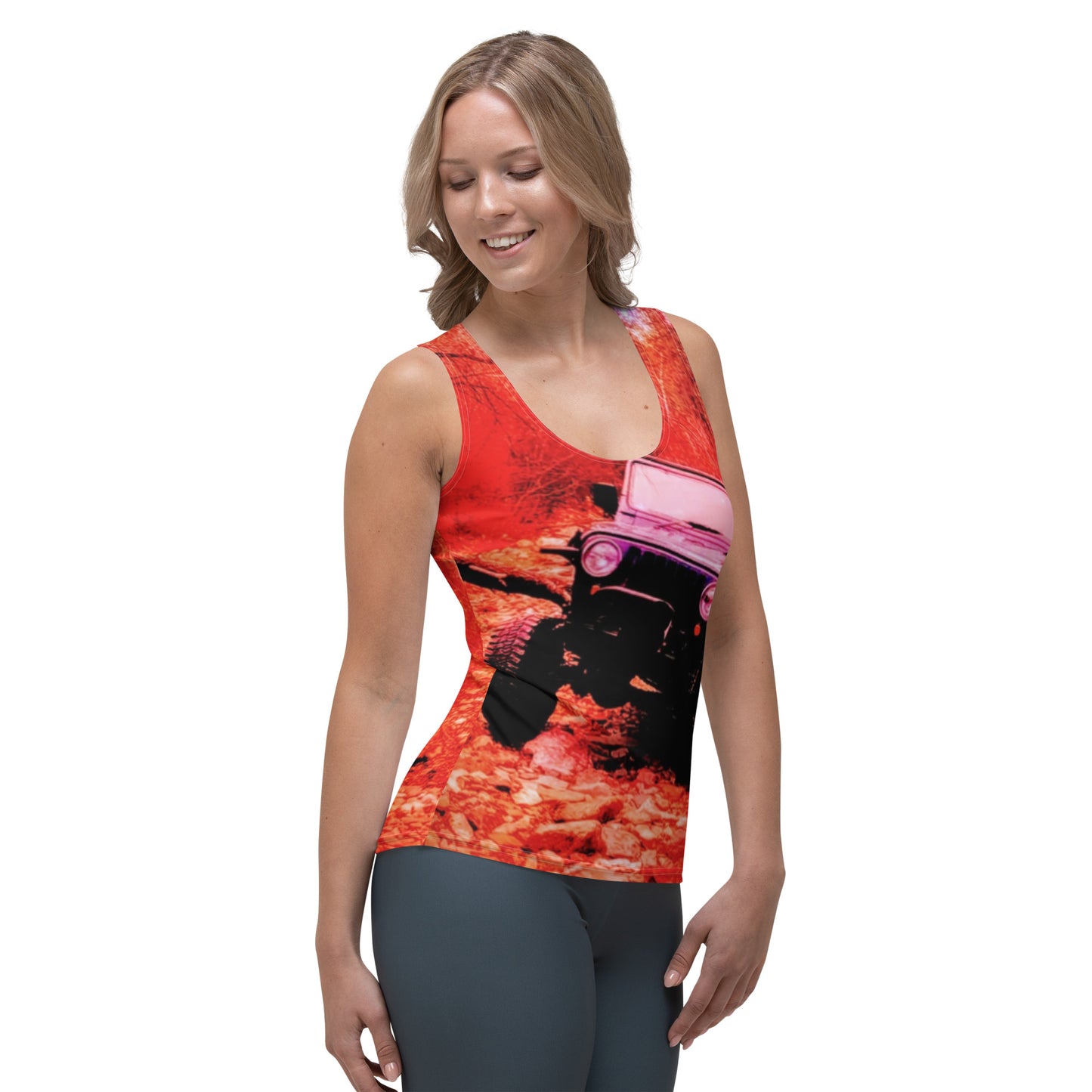 Sublimation Cut & Sew Tank Top on fire