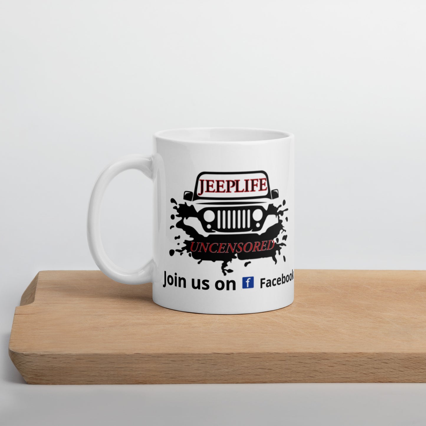 Jeep life uncensored White glossy mug