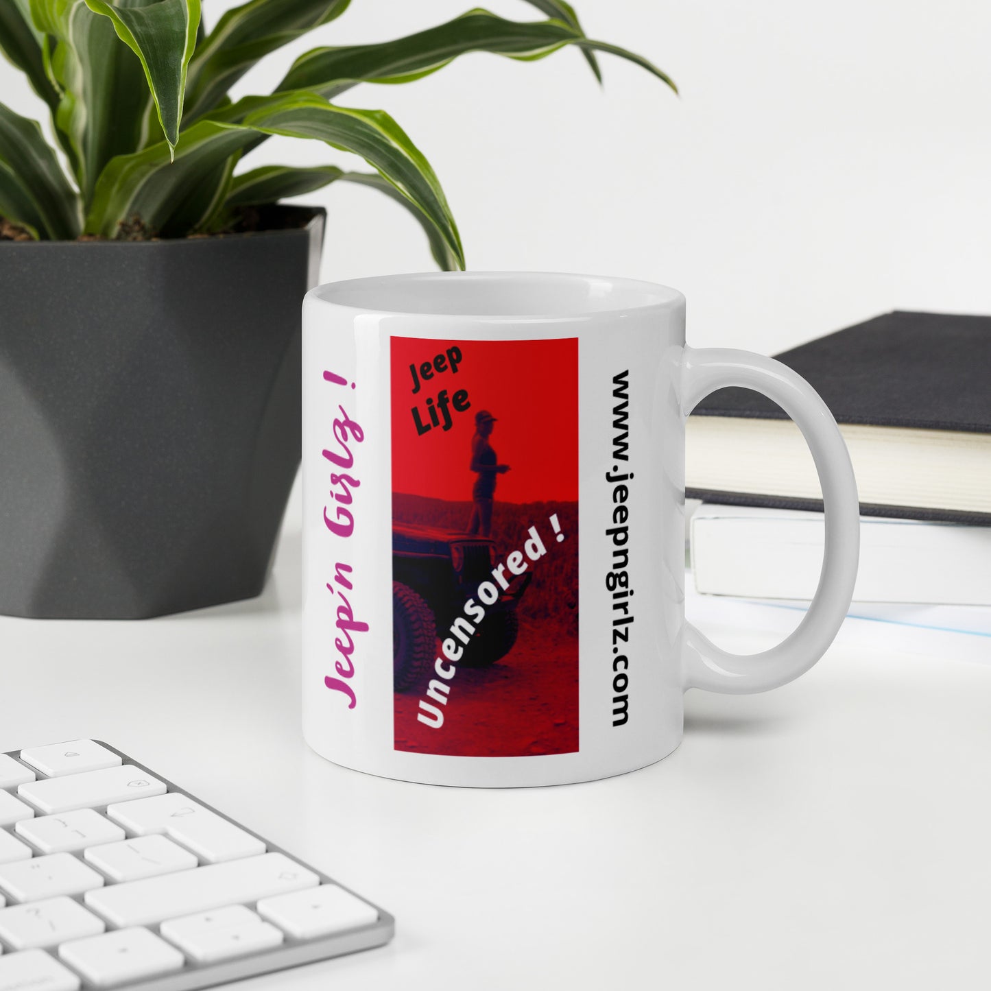 Jeep life uncensored White glossy mug