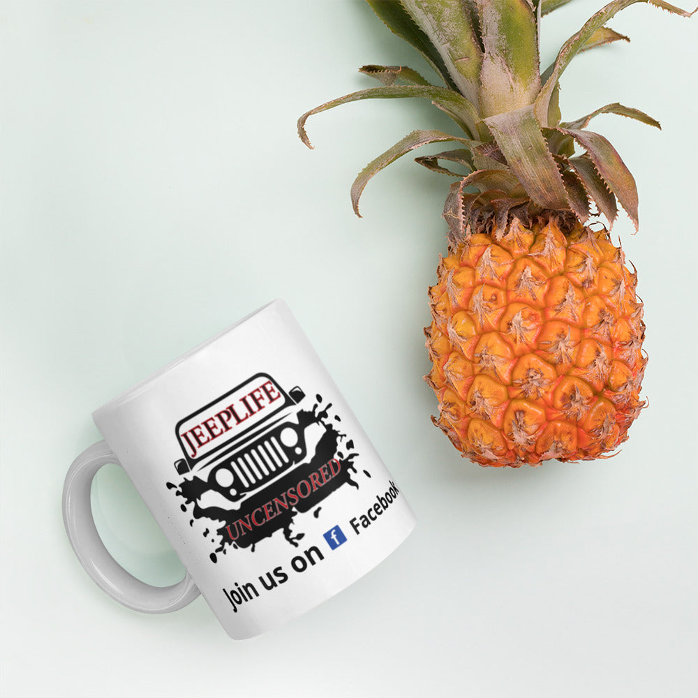 Jeep life uncensored White glossy mug