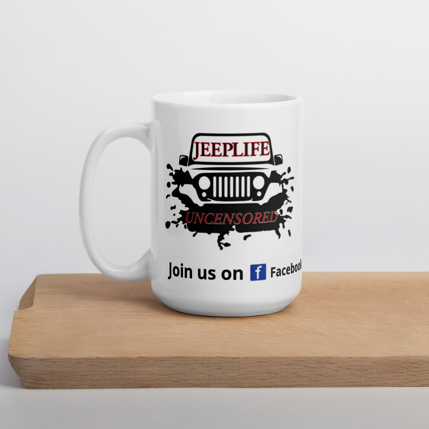 Jeep life uncensored White glossy mug