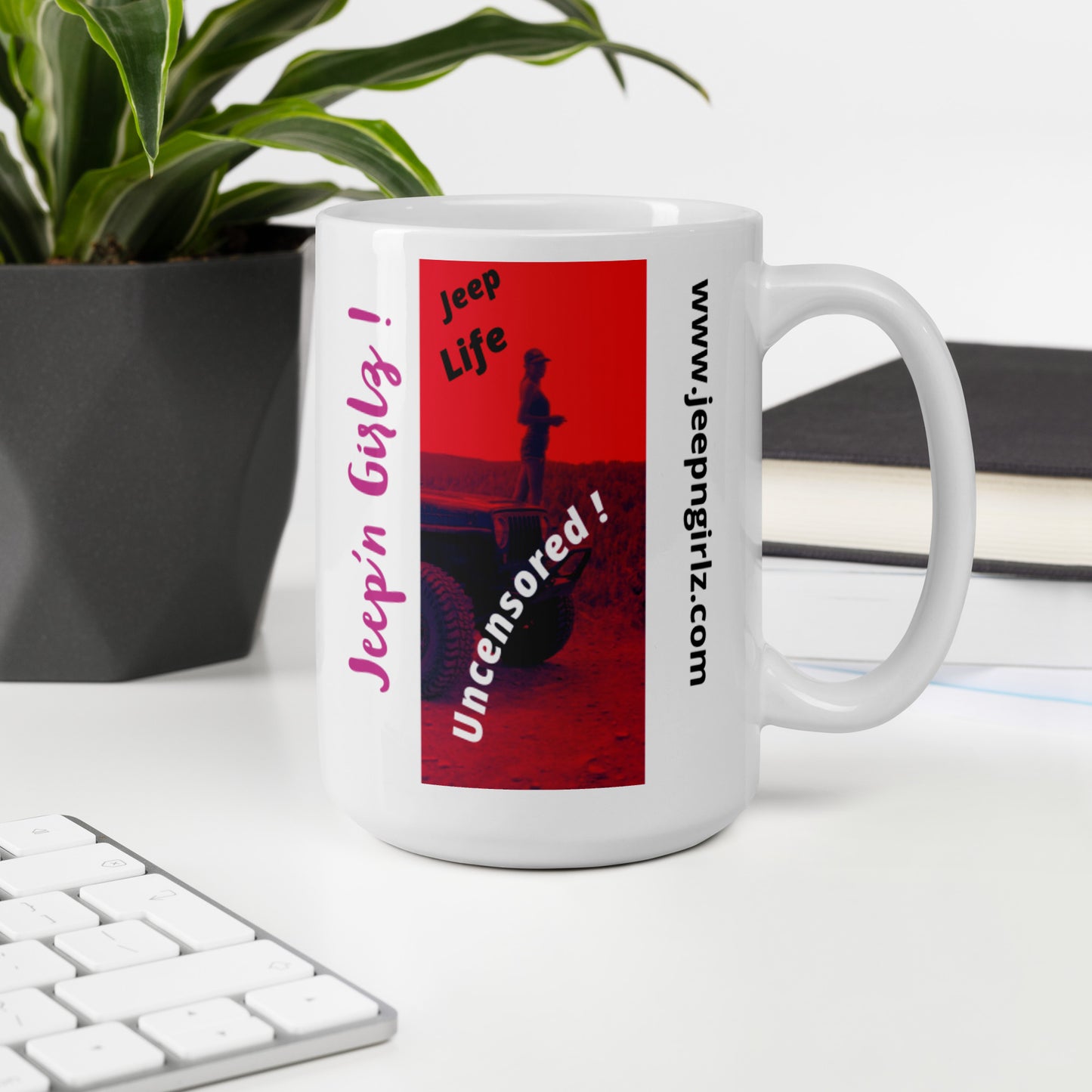 Jeep life uncensored White glossy mug